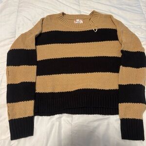 Pink Republic Tan and Black Striped Crew Neck Sweater